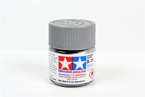 Tamiya Acrylic X-11 Chrome Silver Mini Bottle 10ml (1/3oz)