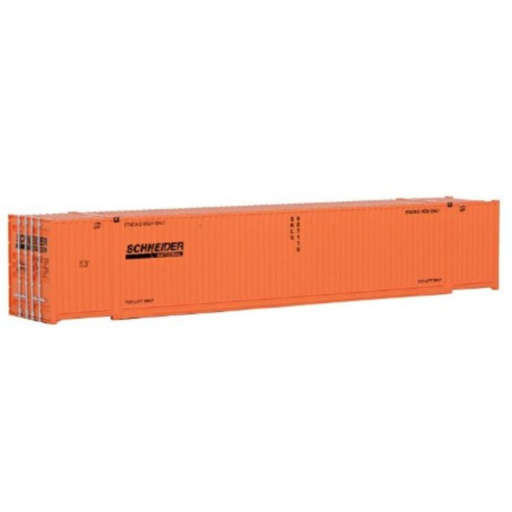 Walthers SceneMaster HO 53' Singamas Corrugated-Side Container Schneider National SNLU #987119 Orange Black Assembled