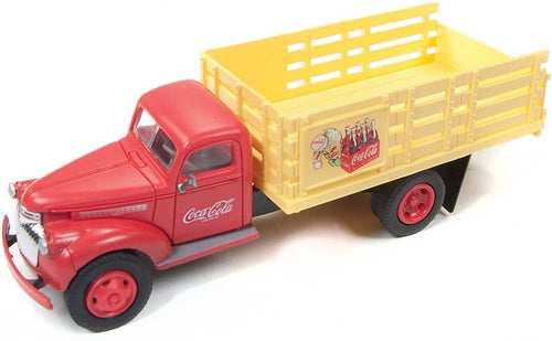 Classic Metal Works - Mini Metals 30510 HO 1941-1946 Chevrolet Stakebed Delivery Truck Coca-Cola Yellow Red Silver Assembled NIB