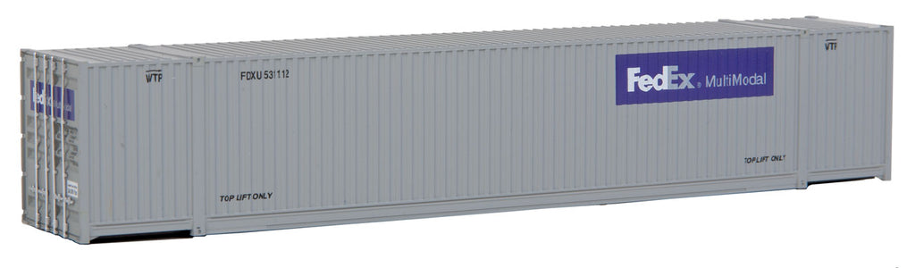 Walthers SceneMaster HO 53' Singamas Corrugated-Side Container FedEx MultiModal FDXU #531112 Gray Purple Assembled