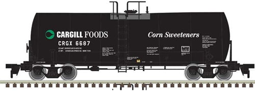 Atlas Master Line 20004990 HO Trinity 17,600-Gallon Corn Syrup Tank Car Cargill Foods CRGX #6703 Black White Green Corn Sweeteners NIB RTR