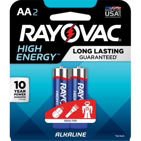 Rayovac 815-2 Alkaline High Energy Battery AA Pkg of 2 NIB