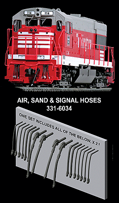 Hi-Tech Details 6034 HO Diesel Locomotive Rubber MU & Brake Hose Set 16 Pieces NIB