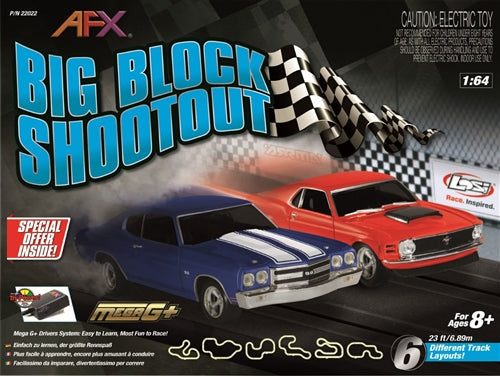 AFX Racing 22022 Big Block Shootout Slot Car Set 1:64 23ft NIB