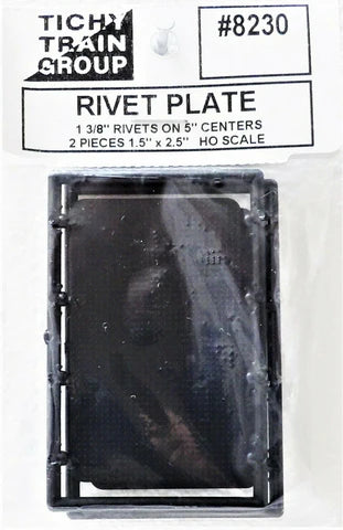 Tichy Train Group #8230 HO Rivet Plate Unpainted 1-1/2 x 2-1/2" (3.8 x 6.4cm) Pkg of 2 NIB