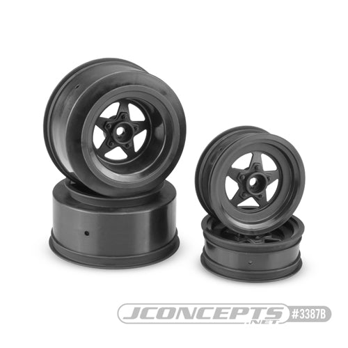 JConcepts 3387B Startec Street Eliminator Drag Racing Wheels w/12mm Hex (Black) (2x Rear SCT Wheels & 2x Front Buggy Wheels) NIB