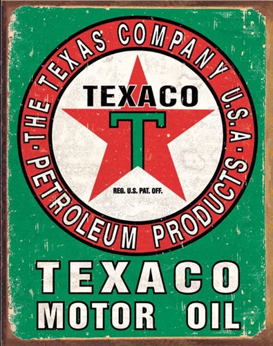 Desperate Enterprises 1927 Texaco Oil Weathered Tin Sign NEW