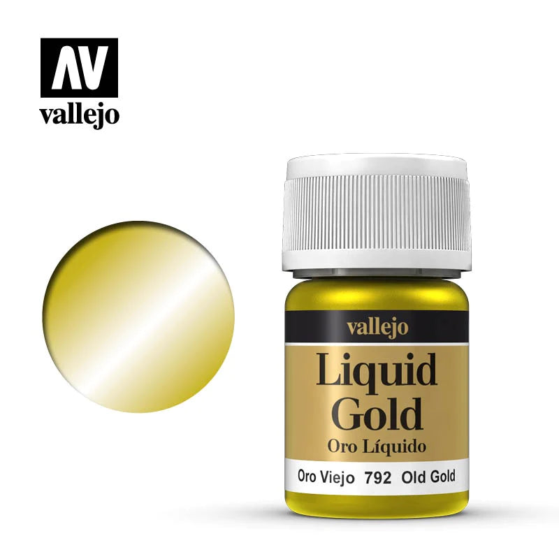 Vallejo 70792 Liquid Gold (Alcohol Based) Old Gold 35ml NIB