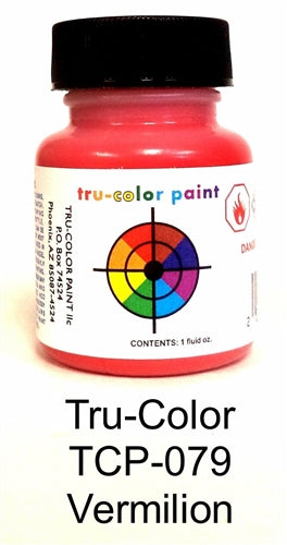 Tru-Color TCP-079 Vermillion Paint Bottle 1oz NIB