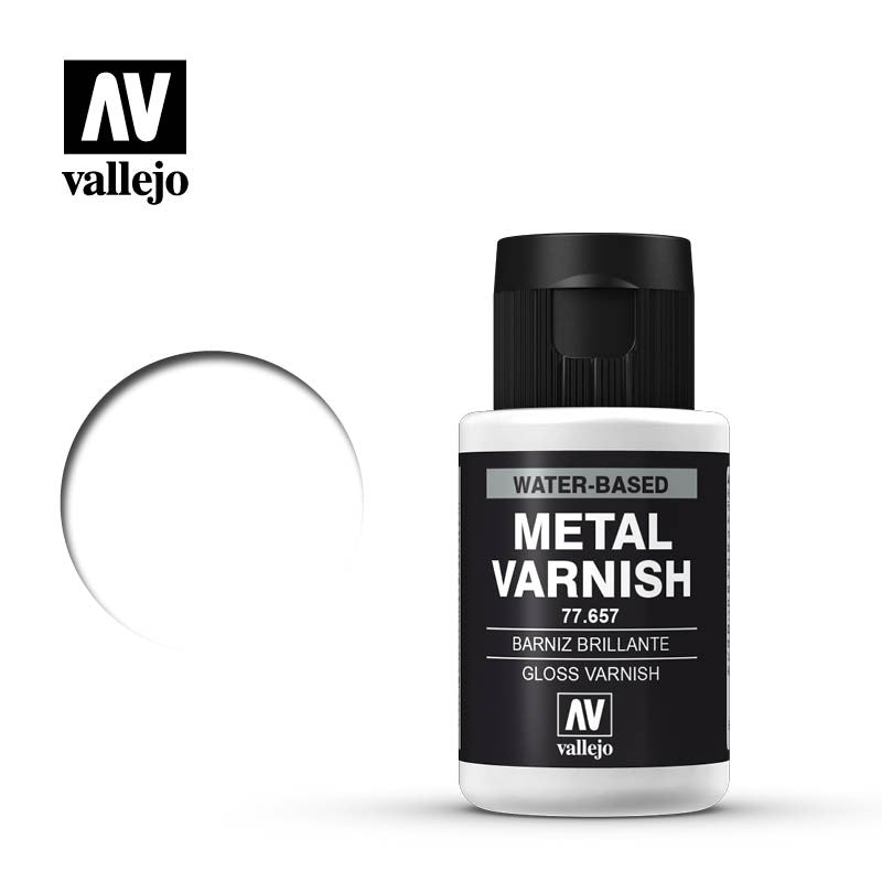 Vallejo 77657 Metal Varnish Gloss Metal Varnish Water-Based 32mL NIB