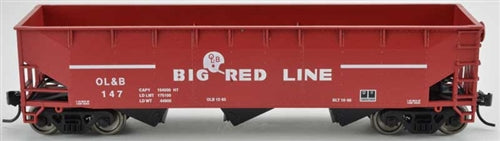 Bowser 42305 HO 70-Ton Offset Hopper Omaha, Lincoln & Beatrice OL&B #154 Red White Big Red Line Slogan NIB RTR
