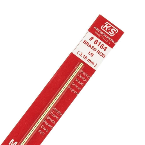 K&S Precision Metals #8164 1/8" (3.18mm) Solid Brass Rod Carded NIB