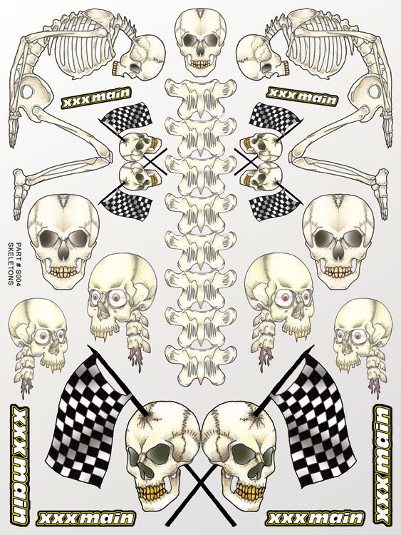 XXX Main S004 Skeletons Sticker Sheet NIB