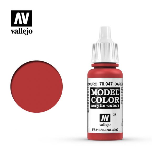 Vallejo 70947 Model Color Dark Vermilion Paint 17mL NIB