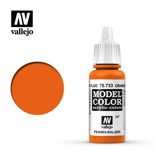 Vallejo 70733 Model Color Fluorescent Orange Acrylic Paint 17mL NIB