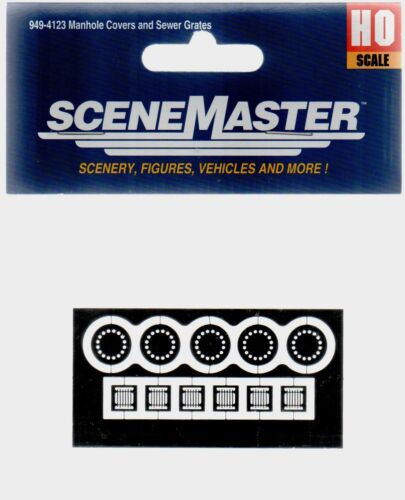 Walthers SceneMaster 949-4123 HO Manhole Covers & Sewer Grates Etched-Metal 4 Manhole Covers & 6 Sewer Grates KIT NIB