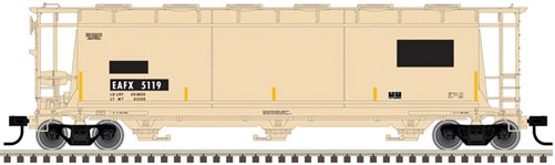 Atlas Master Line 20005766 HO ACF 3-Bay Cylindrical Hopper Rail Logistics EAFX #5120 Tan Black NIB RTR