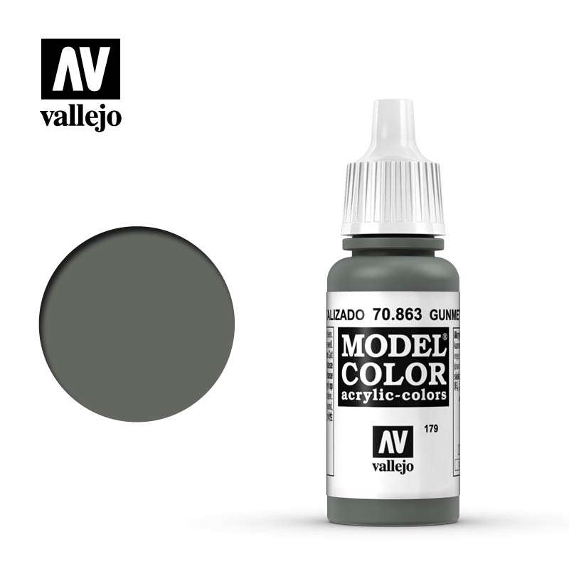 Vallejo 70863 Model Color Gunmetal Grey Acrylic Paint 17mL NIB