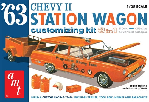 AMT AMT1201 1963 Chevy II Station Wagon 3-in-1 Customizing Kit 1/25 Plastic Model Kit NIB