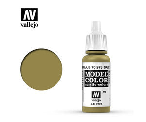 Vallejo 70978 Model Color Dark Yellow Acrylic Paint 17mL NIB