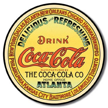 Desperate Enterprises 1070 Delicious and Refreshing Drink Coca-Cola Round Tin Sign NEW