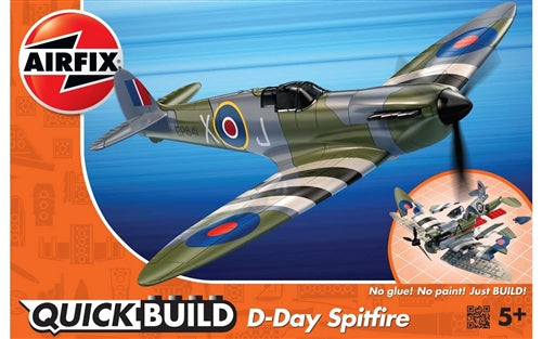 Airfix J6045 QUICK BUILD D-Day Spitfire Plastic Model Snap Kit NIB