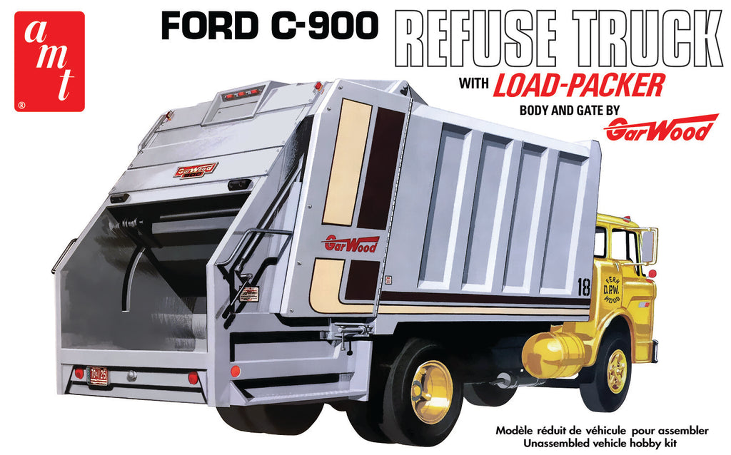 AMT Ford C-600 GarWood Load Packer Garbage Truck 1/25 Model Kit