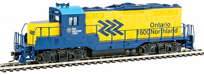 Walthers Trainline 931-456 HO EMD GP9M Ontario Northland ON #1600 Yellow Blue Chevrons Logo Standard DC NIB RTR