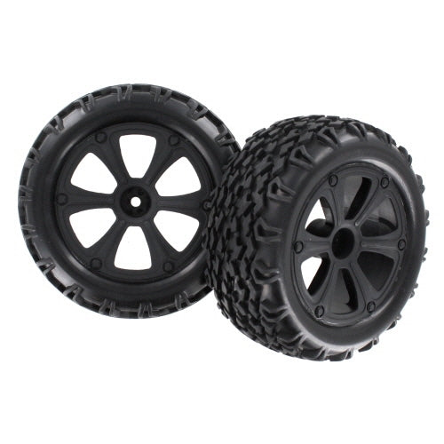 Redcat Racing BS214-009 Pre-Mounted 1/10th Truck Tires and Wheels (Black) (1pr) (For Blackout) NIB
