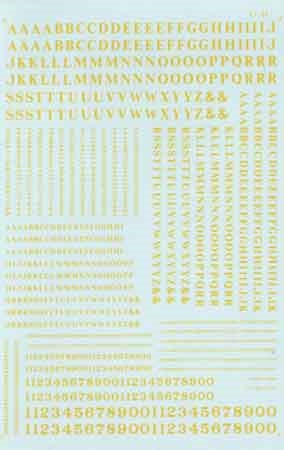 Microscale 90036 HO Letters & Numbers Roman Condensed Yellow NIB