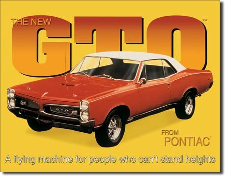 Desperate Enterprises 495 The New GTO From Pontiac, A flying machine for people who can't stand heights Rectangular Tin Sign NEW