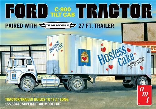 AMT AMT1221 Ford C600 Hostess Truck w/ Trailer 1/25 Plastic Model Kit NIB