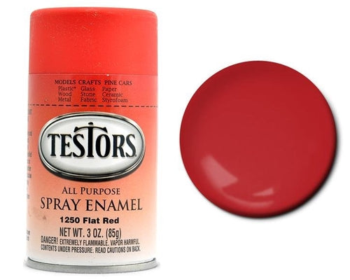 Testors 1250 Flat Red Enamel Spray Paint 3oz (85g) NIB