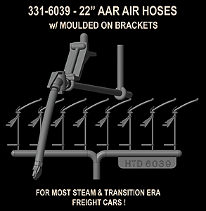 Hi-Tech Details 6039 HO A.A.R. Air Hoses 22" With Integral Mounting Brackets Pkg of 8 NIB
