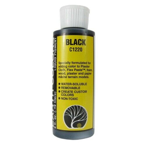 Woodland Scenics C1220 Earth Colors Liquid Pigment Black 4oz 118mL Bottle NIB