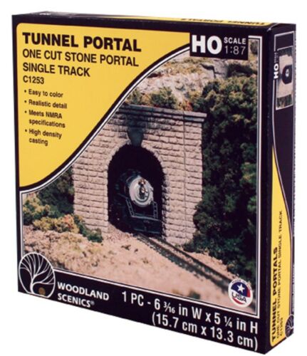 Woodland Scenics C1253 HO Single-Track Cut Stone Tunnel Portal Hydrocal Plaster Casting NIB