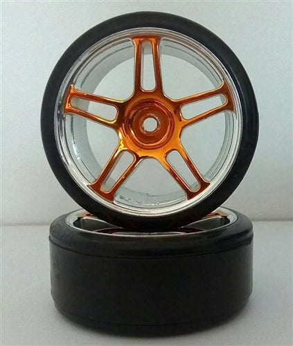 Himoto 112016 Drift On-Road Mounted 1:10 Tire (Orange / Chrome) NIB