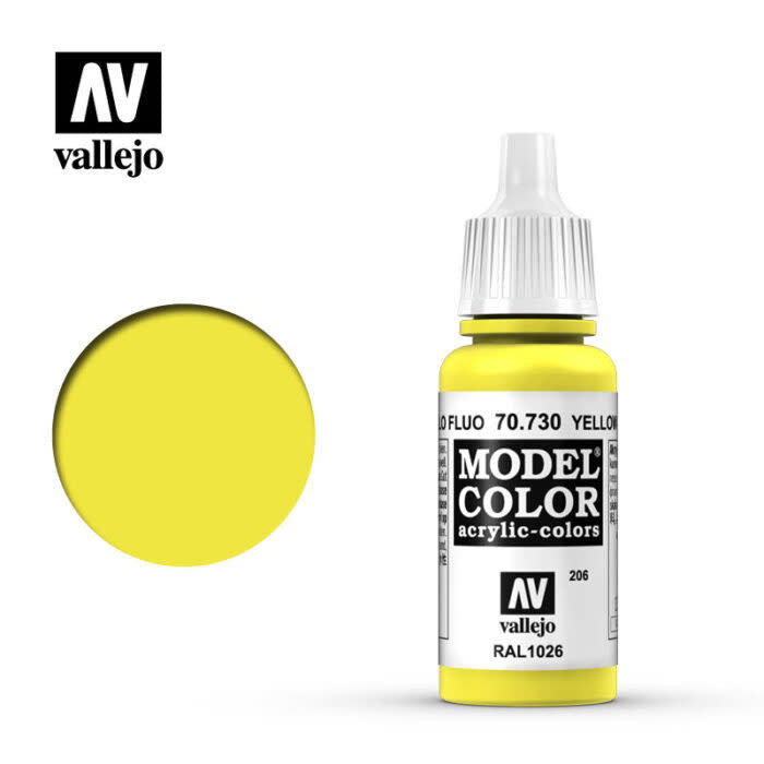Vallejo 70730 Model Color Fluorescent Yellow Acrylic Paint 17mL NIB