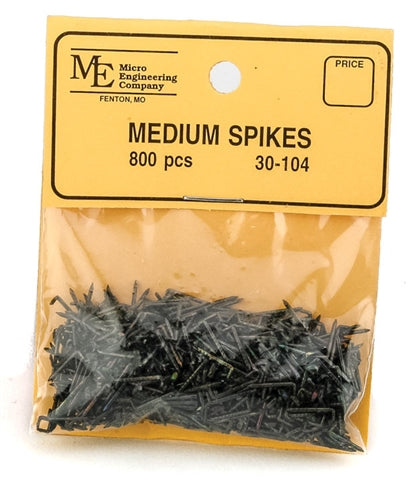 Micro Engineering 30-104 HO Blackened Metal Spikes Medium 3/8" Long Pkg of 800 NIB