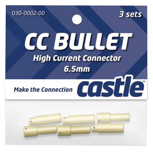 Castle Creations 095-0009-00 6.5mm High Current Bullet Connector 3 Sets NIB (CSECCBUL653)