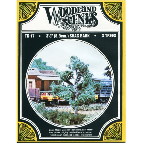 Woodland Scenics TK17 HO Small Tree Kits Deciduous Shag Bark 3-1/2" 8.9cm Tall Pkg of 3 NIB