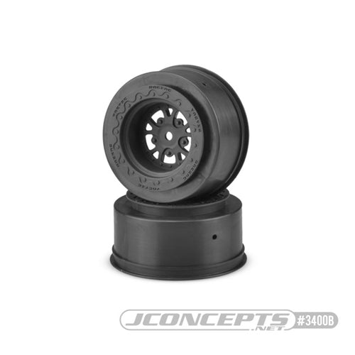 JConcepts 3400B Tactic Street Eliminator Rear Drag Racing Wheels (2) (Black) w/ 12mm Hex NIB