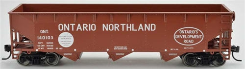 Bowser 42307 HO 70-Ton Offset Hopper Ontario Northland ONT #140112 Boxcar Red White Ontario's Development Road Slog NIB RTR