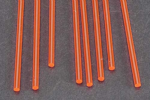 Plastruct 90272 Fluorescent Acrylic Rods Red 3/32 x 10" (.24 x 25.4cm) Long Pkg of 8 NIB