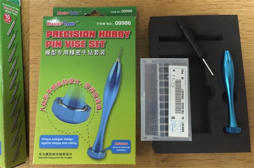 Master Tools 09986 Precision Hobby Pin Vise Set (0.3-1.2mm) NIB