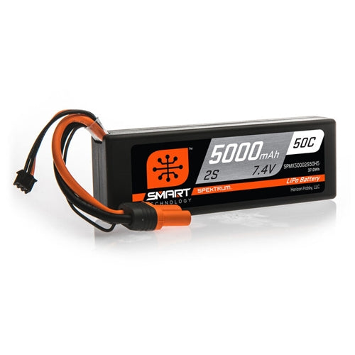 Spektrum SPMX50002S50H5 7.4V 5000mAh 2S 50C Smart LiPo Battery NIB