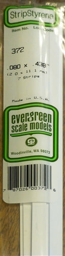 Evergreen Scale Models 372 Styrene Strips .080 x .438" (2.0 x 11.1mm) 7 pieces NIB
