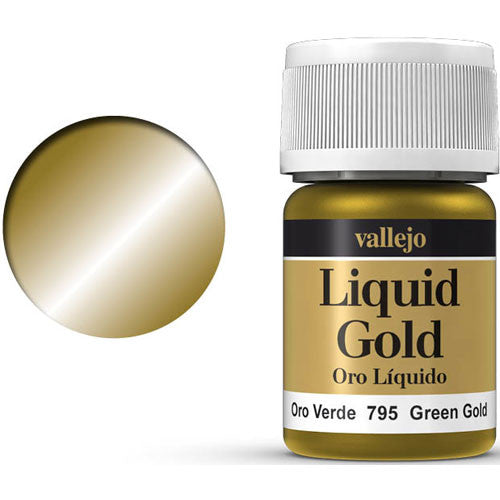 Vallejo 70795 Liquid Gold (Alcohol Based) Green Gold 35ml NIB