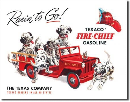Desperate Enterprises 594 Rarin to Go! Texaco Fire-Chief Gasoline The Texas Company, Texaco Dealers in All 48 States Rectangular Tin Sign NEW