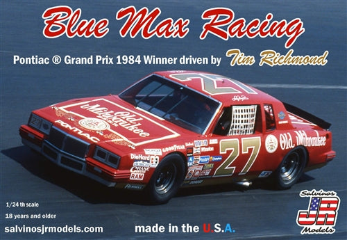 Salvinos JR Models BMGP1984 Classic Nascar Blue Max 1984 Pontiac Grand Prix Winer Driven By Tim Richmond 1/24 Scale Plastic Model Kit NIB